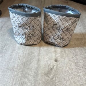 Gray and Cream Makeup Organizer Set